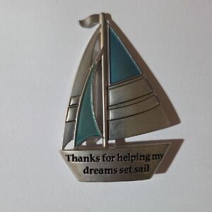 Silver and Blue Sailboat Pin